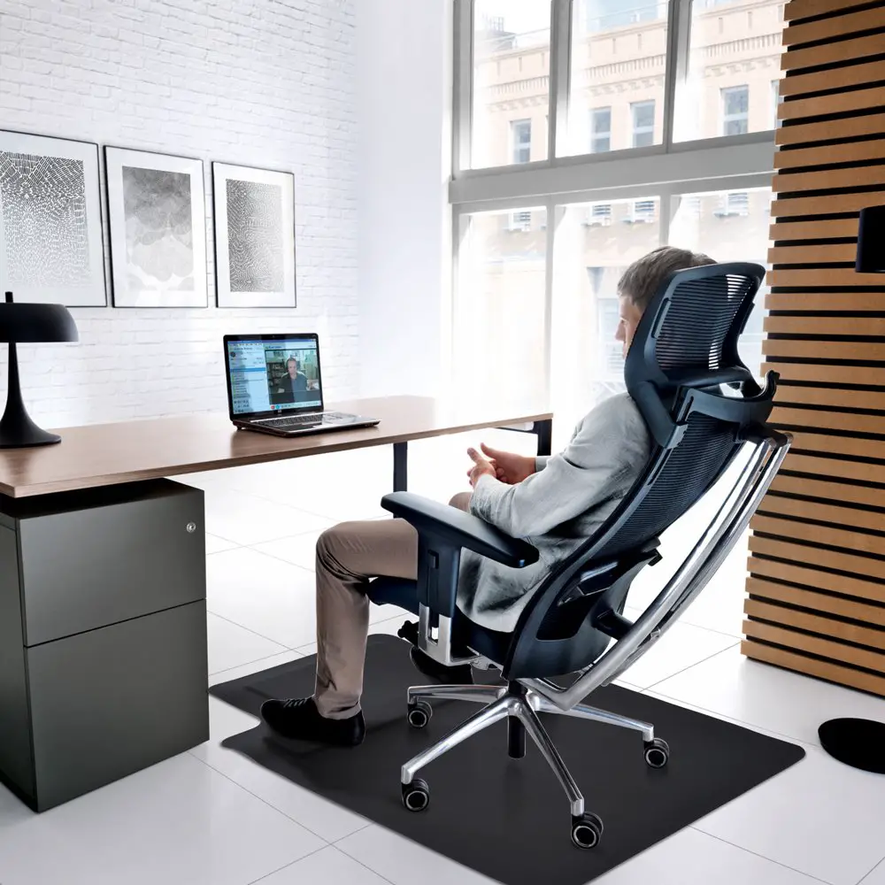 2 in 1 47" x35"  PVC+PU Office Chair Mat with Anti Fatigue Cushioned Foam ...