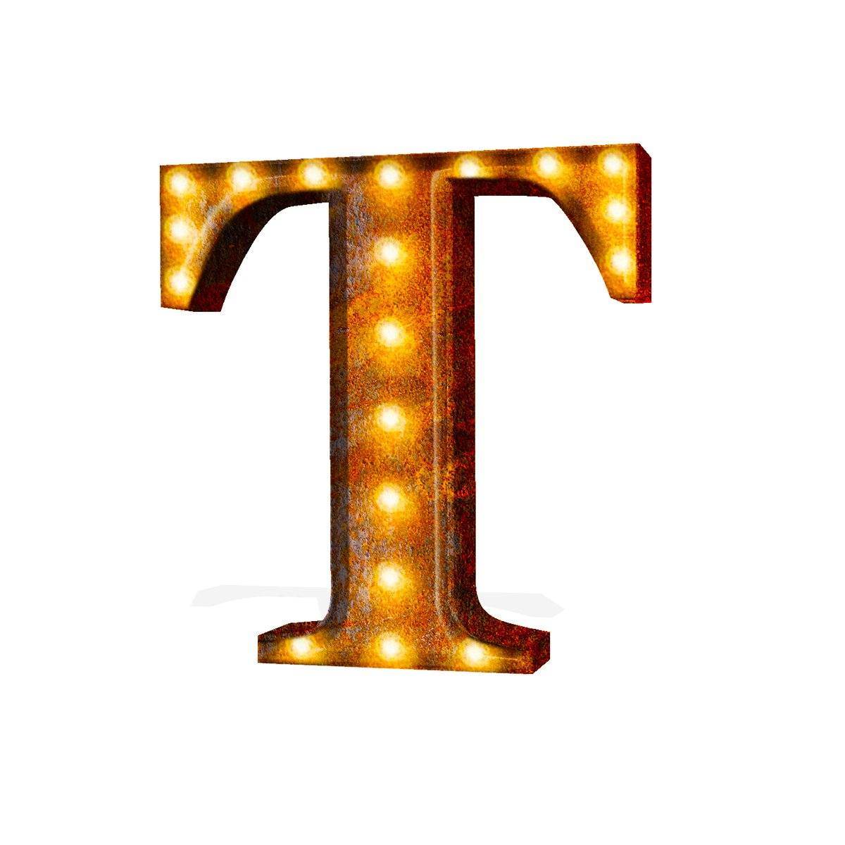 24â? Letter T Lighted Vintage Marquee Letters (Rustic)