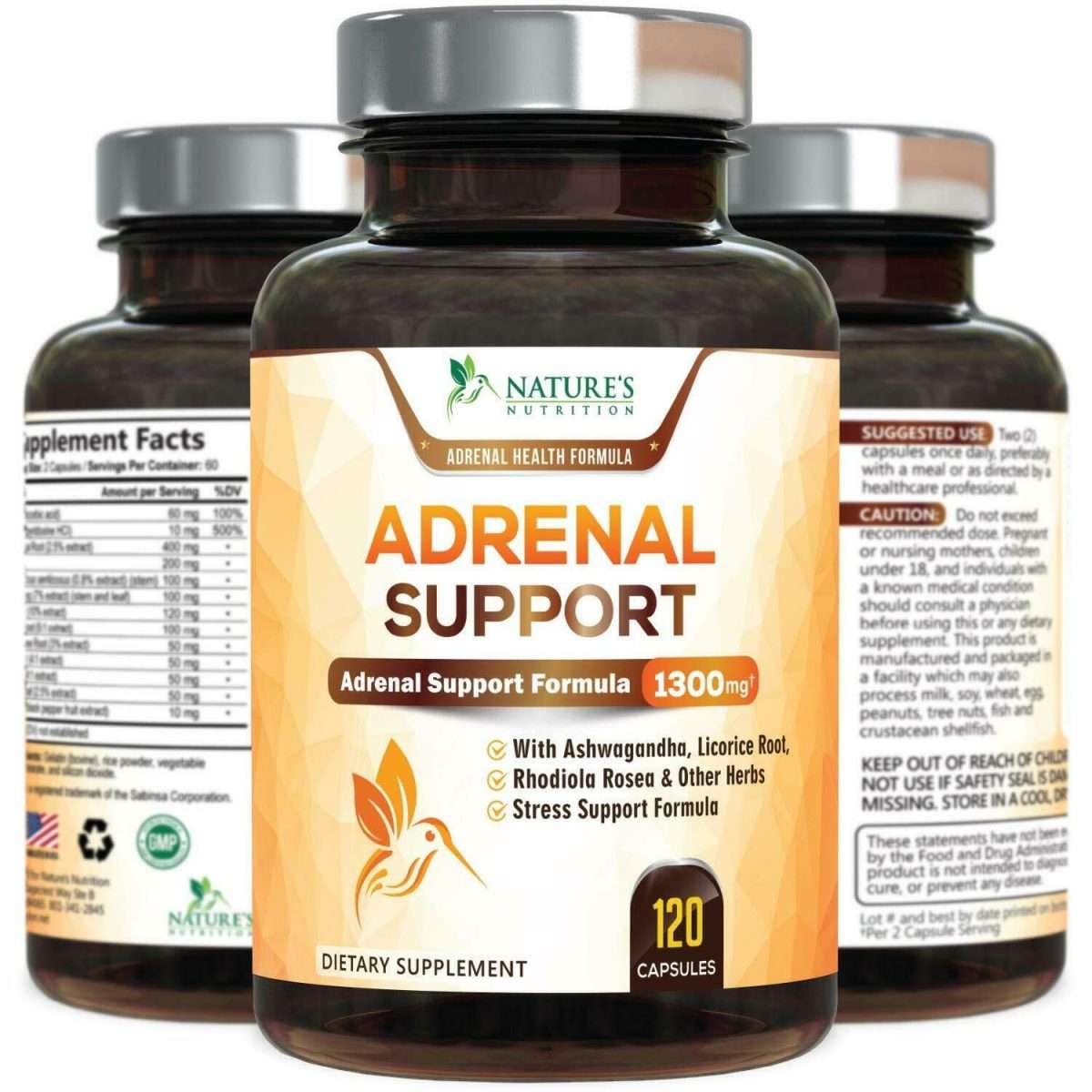 Adrenal Support Supplement 1300mg Natural Stress Relief &  Cortisol ...