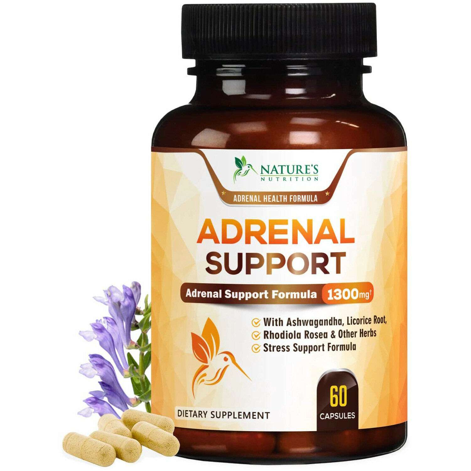 Adrenal Support Supplement 1300mg Natural Stress Relief ...