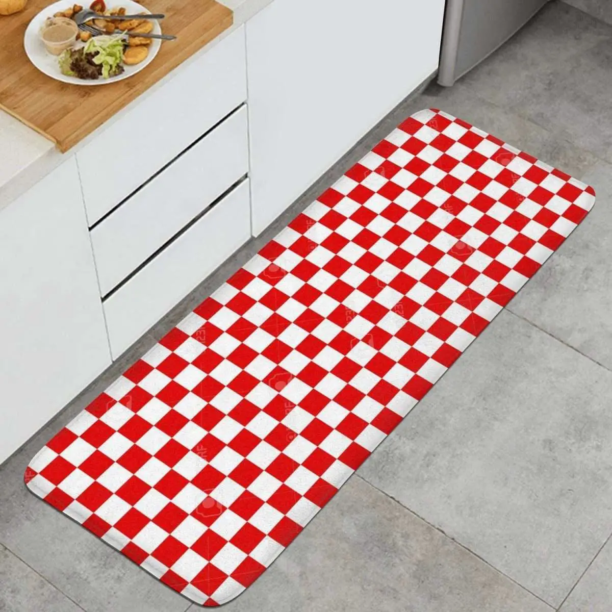 Amazon.com: Halantex Red and White Checkered Anti Fatigue Kitchen Mat ...