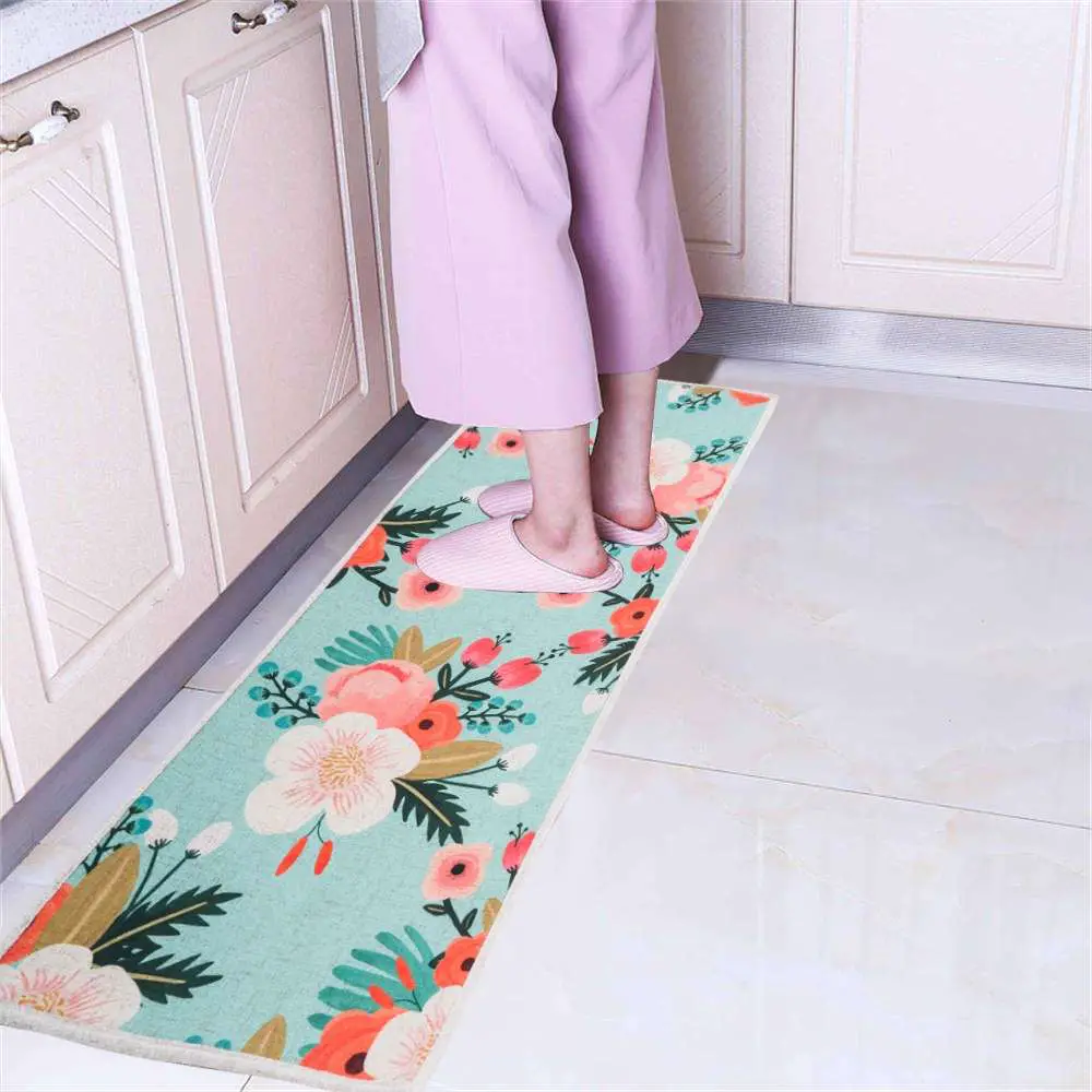 Anti slip Floral Kitchen Floor Mat Small Welcome Entryway ...