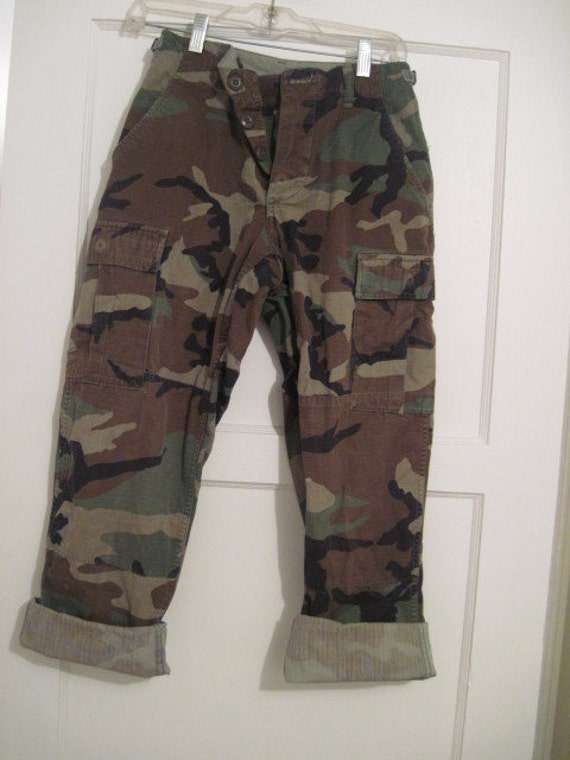 Army Fatigue Pants // Camouflage Military High Waisted Baggy