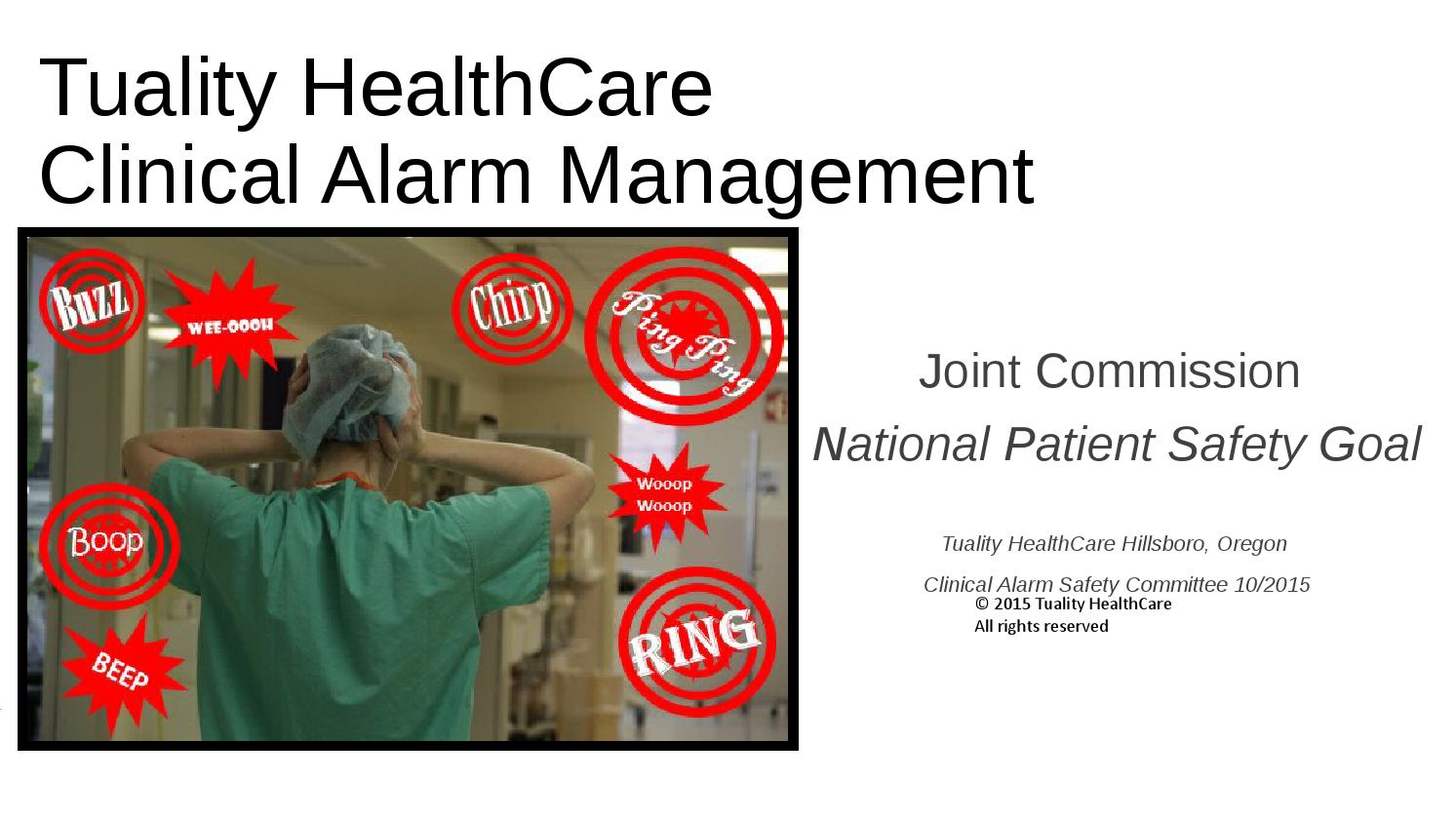 Clinical Alarm Management by Tuality P.I.N. The Professional ...