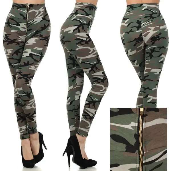 HIGH WAISTED ARMY FATIGUE ZIPPER LEGGINGS *comfy fit *also available in ...