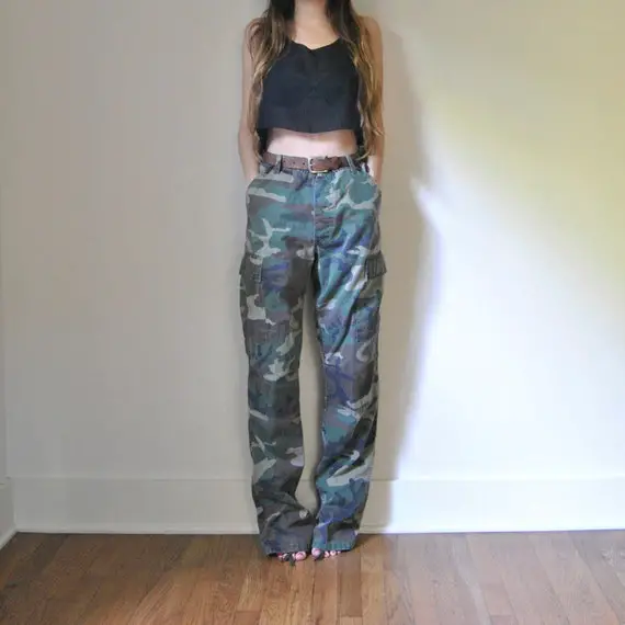Items similar to Army Fatigue Pants // Camouflage Military High Waisted ...
