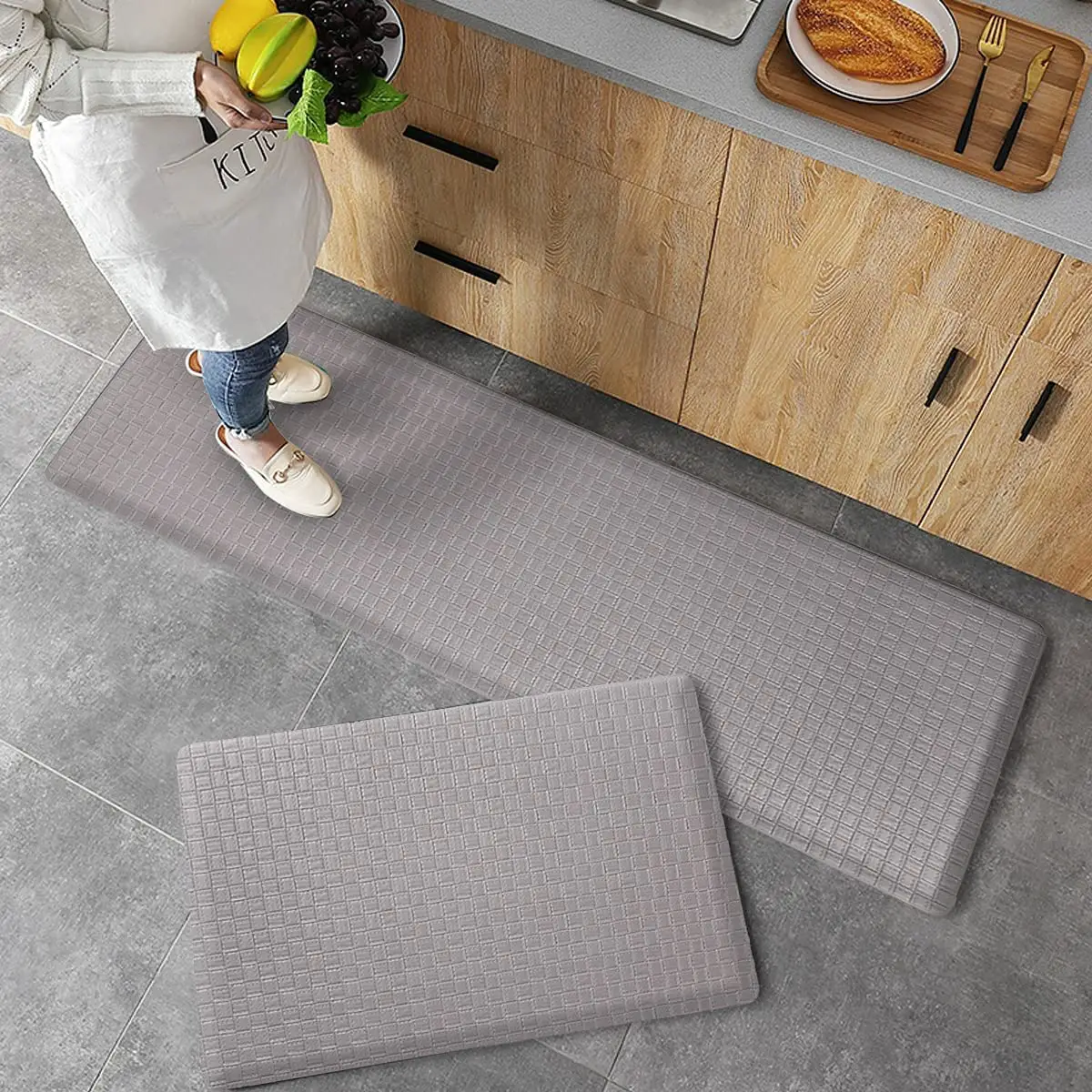 Premium Kitchen Mat Set, Anti Fatigue PVC Kitchen Floor Mat and Rug, 17 ...