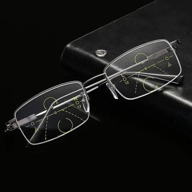 Progressive Multifocal HD Clear Reading Glasses Anti Fatigue Half Frame ...